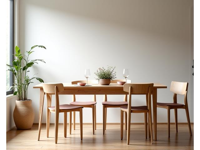 素朴な木製のタイムダイニングテーブルと椅子